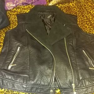 Black Faux Fur / leather Vest